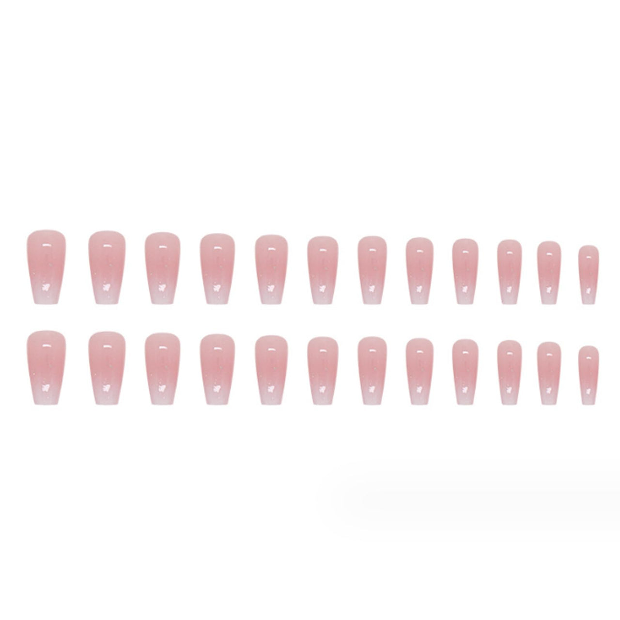 Hkanlre Bling Coffin Press on Nails Fake Nails Tips Full Cover Medium False Gradient Nails for Women and Girls 24PCS (Coffin pink)