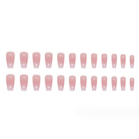 Thumbnail for Hkanlre Bling Coffin Press on Nails Fake Nails Tips Full Cover Medium False Gradient Nails for Women and Girls 24PCS (Coffin pink)
