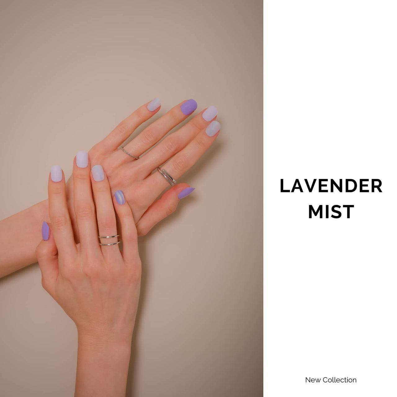 NAILOG Semi Cured Gel Nail Strips 34 pcs, Buy 2 Get 1 UV Lamp, Salon-Quality Gel Nail Nail Nail Wraps, Semicured Nail Nail Wraps with Soft Gel Finish | Lavender Mist