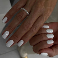 Thumbnail for GLAMERMAID Extra Short Press on Nails, Pure White Fake Nails Short Squoval, Natural Round Square Glue on Nails Glossy Gel, Acrylic Metal False Nail Kits for Women, Reusable Stick on Full Cover Nails