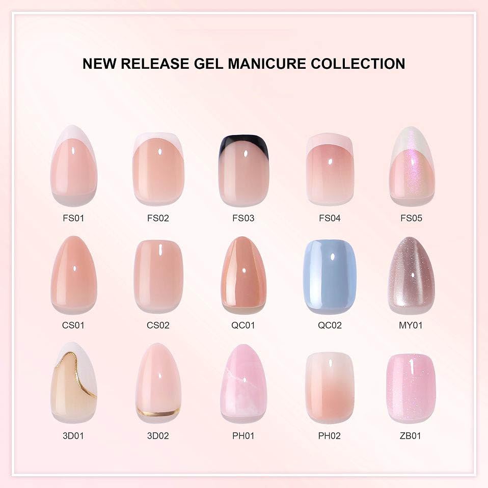 QQPPOLIU Gel Press on Nails - Square, Short, Glue on Nails - (Glossy, Lipstick, White French Tip)