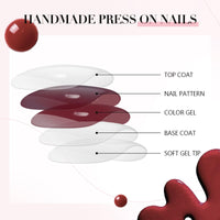 Thumbnail for GLAMERMAID Cherry Red Press on Nails Medium Almond, Handmade Jelly Soft Gel Dark Red Glue on Nails Stiletto, Burgundy Emo Fake Nails Short Oval, Reusable Acrylic Stick on False Nails Kit for Women | Premium Nail Wraps