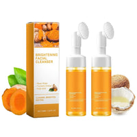 Thumbnail for 2 Pcs Turmeric Face Wash With Brush, Glow Wash Turmeric Foaming Facial Cleanser Gentle Scrub Deep Exfoliating for Women and Man.