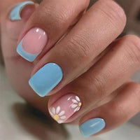 Thumbnail for 144 Pcs Press on Nails Short Square Fake Nails Flower False Nails with Designs Spring Summer Floral Glue on Nails Full Cover Glossy Acrylic Stick on Nail for Women Manicure 6 Packs