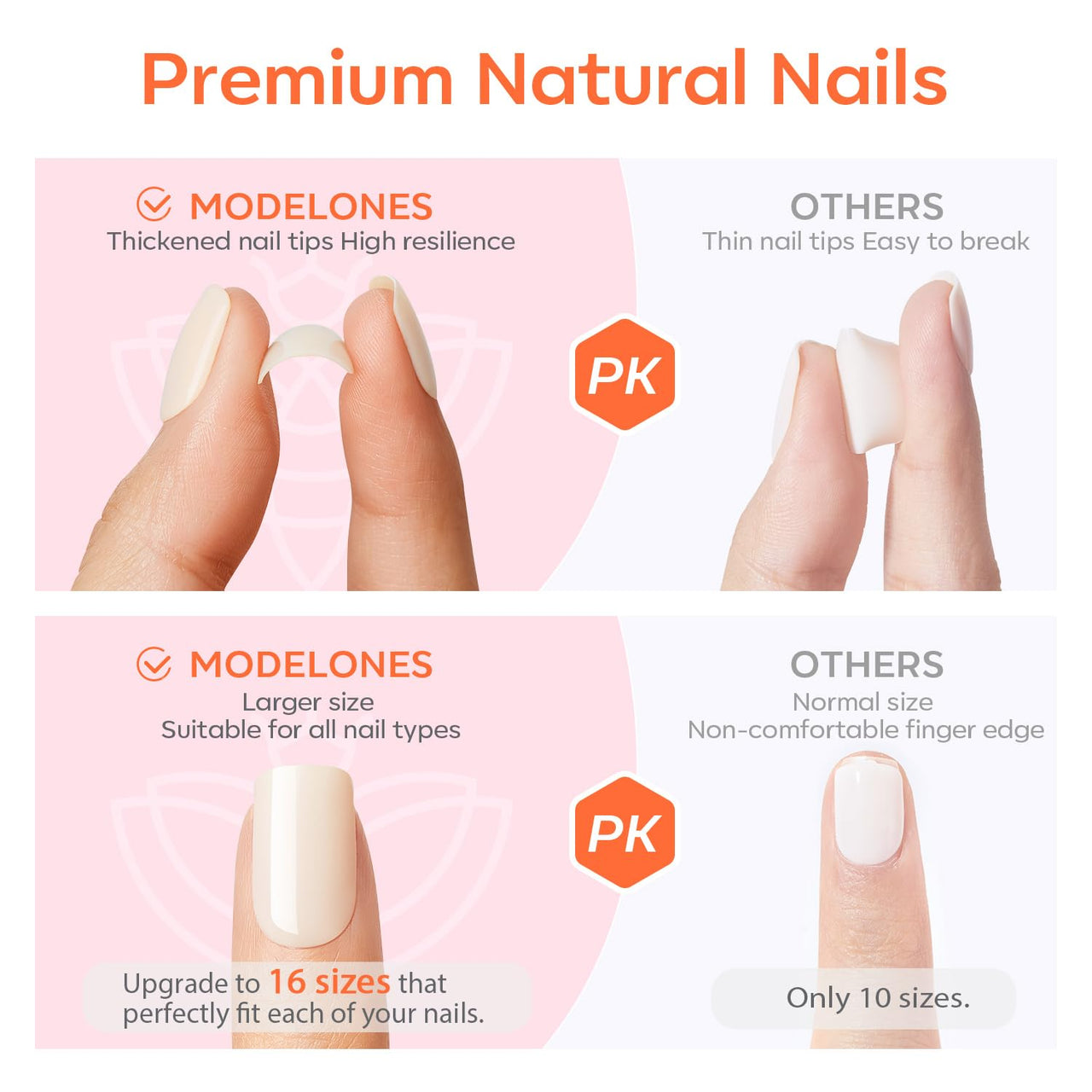 Modelones Black French Tip Press on Nails Short, Square Fake Nails, Reusable Nail Kit with Nail Glue Adhesive Tabs Mini Nail File, Nails Press Ons 32Pcs 16Sizes, Women Girl Gift | Premium Nail Wraps