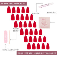 Thumbnail for Glamnetic Press On Nails - Fiery Red | Opaque Bright Red Short Almond Fake Nails, Reusable | 15 Sizes - 30 Nail Kit