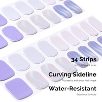 Thumbnail for NAILOG Semi Cured Gel Nail Strips 34 pcs, Buy 2 Get 1 UV Lamp, Salon-Quality Gel Nail Nail Nail Wraps, Semicured Nail Nail Wraps with Soft Gel Finish | Lavender Mist