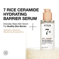 Thumbnail for ANUA RICE CERAMIDE 7 HYDRATING BARRIER SERUM, Brightening, Hydrating Serum for Face, Rice, Hyaluronic Acid, Niacinamide, Fragrance-free, Non comodogenic, Glass Skin, Korean Skin Care, 50ml/1.69fl.oz.