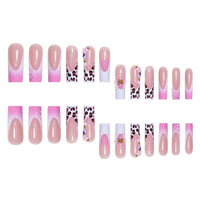 Thumbnail for Gleamrain Long Square Press on Nails French Tip Fake Nails with Flower Design False Nails Elegant Full Cover Nails for Women and Girls 24pcs