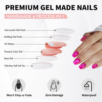 Thumbnail for SHANGMENG Hot Pink Press on Nails Short - Cat Eye Press on Nails Square for Women Gift, Natural Fit & Glossy Stick on Nails in 16 Sizes - 32 Reusable Soft Gel Fake Nails with Glue, Hot Pink | Premium Nail Wraps