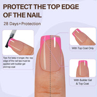 Thumbnail for Misssix XBASICTIPS French Tip Press On Nails, 150Pcs Pink Press On Nails Short Square, French Soft Gel Nail Tips, Pre-shaped No Need to File 3 in 1 Tips, Fake Nails for Nail Art DIY Designs 15 Sizes