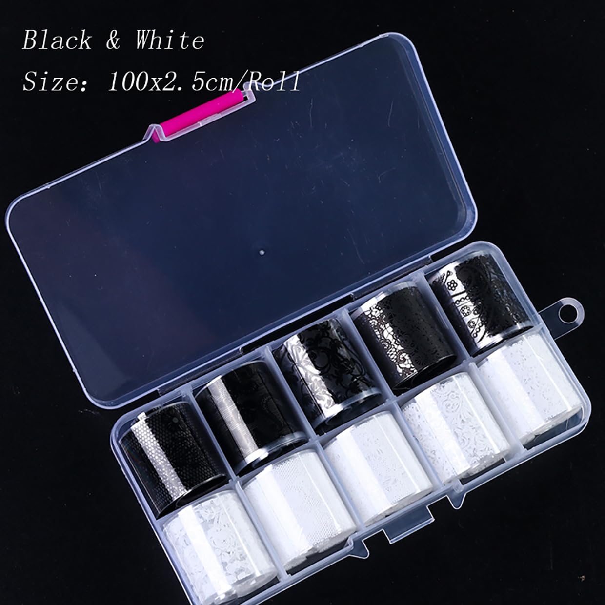 XEAOHESY 10 Rolls Black White Flower Nail Foil Transfer Sticker Kit Lace Nail Foil Sheets Foil Nail Art Decals Flower Nail Foil Transfer Nail Nail Wraps Foil Nail Nail Wraps for Women Nail Art