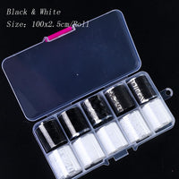 Thumbnail for XEAOHESY 10 Rolls Black White Flower Nail Foil Transfer Sticker Kit Lace Nail Foil Sheets Foil Nail Art Decals Flower Nail Foil Transfer Nail Nail Wraps Foil Nail Nail Wraps for Women Nail Art