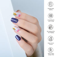 Thumbnail for 22pcs Nail Strips UV Free Nail Nail Nail Wraps Long Lasting Gel Nail Polish Strips Gloss Nail Nail Wraps with 2 Prep Pad, 1 Nail File (Floral Fragrance T047)
