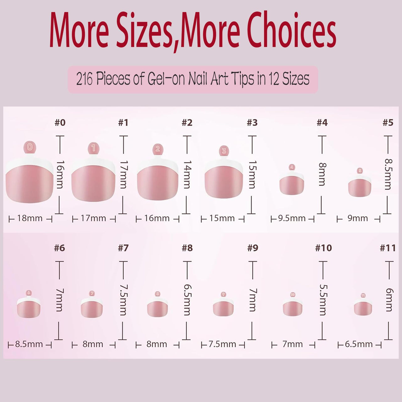 Pink Press on Nail for Women, OPkssnails 216pcs Summer French Tip Press on Toenails Short Square, Soft Gel Toe Nail Tips, Soak off Acrylic Fake Toe Nail Extensions 12 Sizes