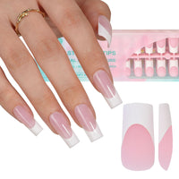Thumbnail for Misssix French Gel Nail Tips, 240Pcs French Tip Press on Nails Long Square Pink, No Need to File Tips Pre-lasting, Fake Nails for Nail Art DIY 15 Sizes