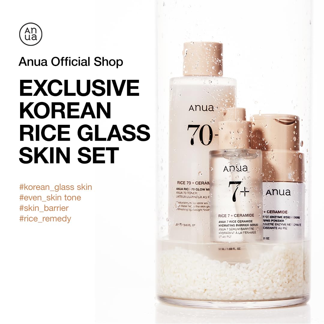 Anua Rice Trio Set : Rice Cleansing Powder & Milky Toner & Hydrating Serum, Marshmallow face mask Maker, for Glass Skin,Korean Skincare