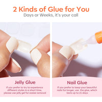 Thumbnail for Modelones Black French Tip Press on Nails Short, Square Fake Nails, Reusable Nail Kit with Nail Glue Adhesive Tabs Mini Nail File, Nails Press Ons 32Pcs 16Sizes, Women Girl Gift | Premium Nail Wraps