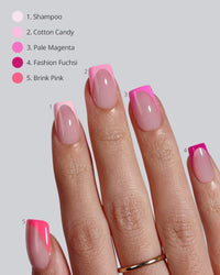 Thumbnail for BTArtboxnails XCOATTIPS Pink French Tip Press On Nails - Short Press On Nails Square, Soft Gel Nail Tips, 160Pcs Soak Off Acrylic Pink Fake Nail Extension in 16 Sizes | Premium Nail Wraps