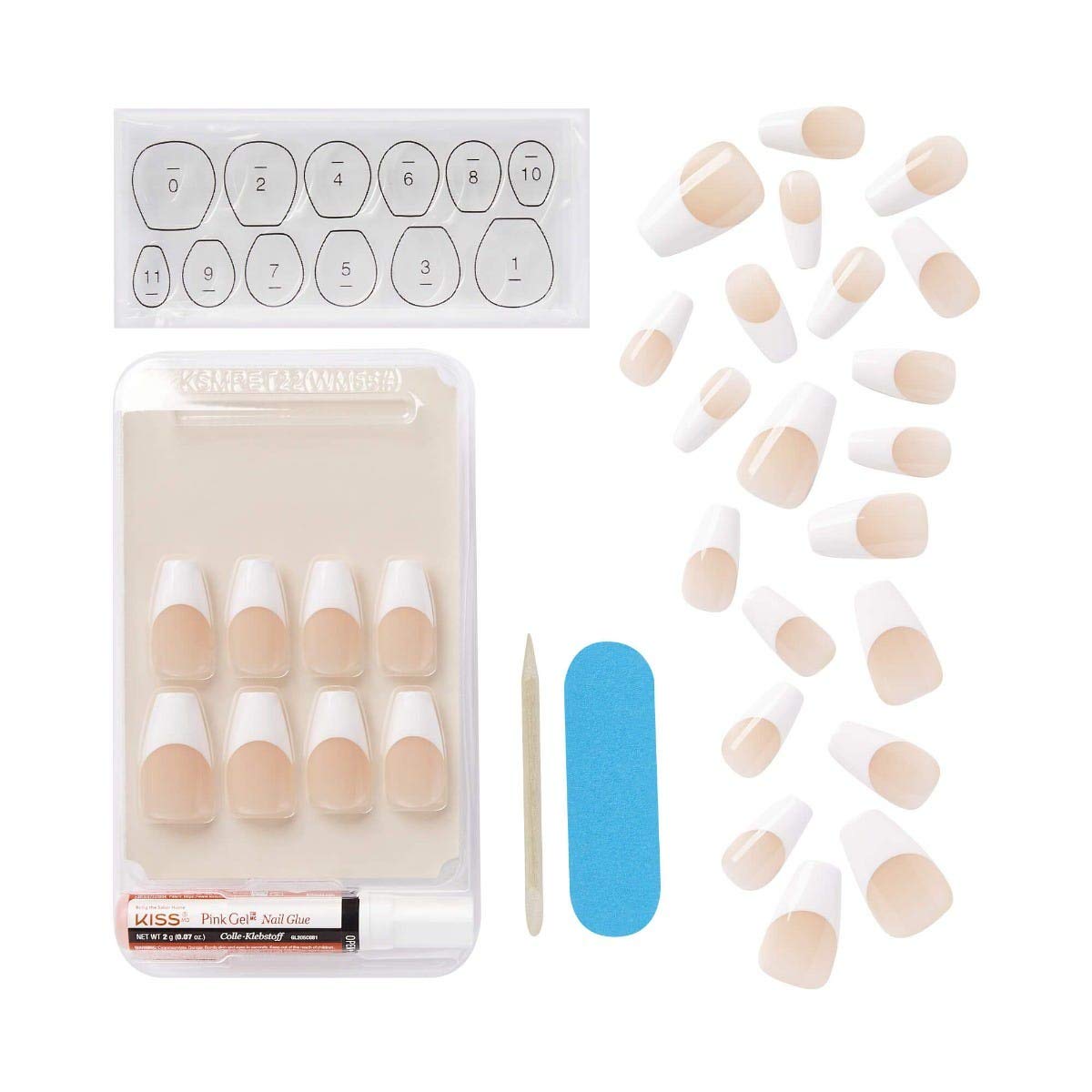 Kiss Salon Acrylic French Nail Manicure gel nail wraps – french long – CrazyGels
