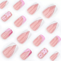 Thumbnail for Square Press on Nails Short Fake Nails Pink False Nails with 3D Flower Design Glue on Nails French Acrylic Nails Glitter Full Cover Stick on Nails Cute Acrylic Nails for Women Manicure 24Pcs | Premium Nail Wraps