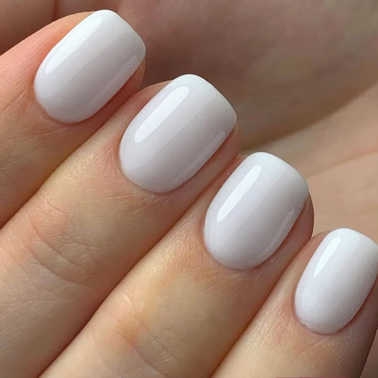 GLAMERMAID Extra Short Press on Nails, Pure White Fake Nails Short Squoval, Natural Round Square Glue on Nails Glossy Gel, Acrylic Metal False Nail Kits for Women, Reusable Stick on Full Cover Nails