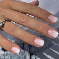 Thumbnail for DANMANR Square Press on Nails Short Fake Nails French Acrylic Full Cover False Nails for Women and Girls 24PCS (White Pink)