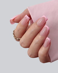 Thumbnail for BTArtboxnails XCOATTIPS Pink French Tip Press On Nails - Short Press On Nails Square, Soft Gel Nail Tips, 160Pcs Soak Off Acrylic Pink Fake Nail Extension in 16 Sizes | Premium Nail Wraps