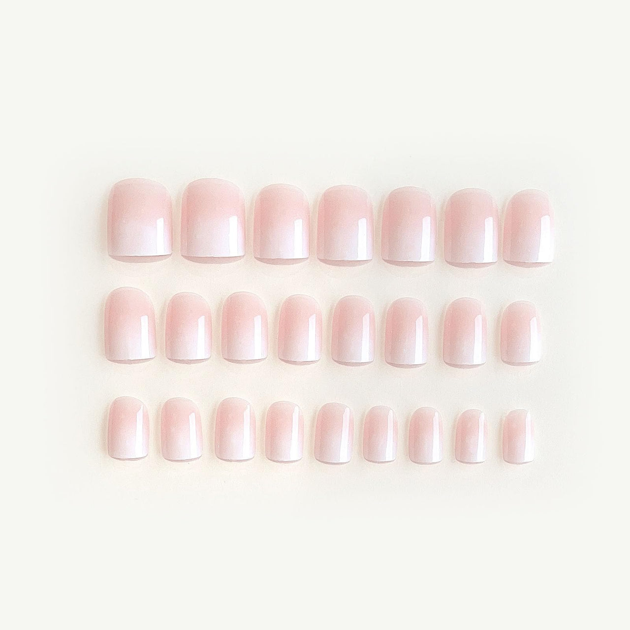 DANMANR Square Press on Nails Short Fake Nails French Acrylic Full Cover False Nails for Women and Girls 24PCS (White Pink)