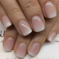 Thumbnail for Short Square Press On Nails French gel nail wraps – french short – CrazyGels