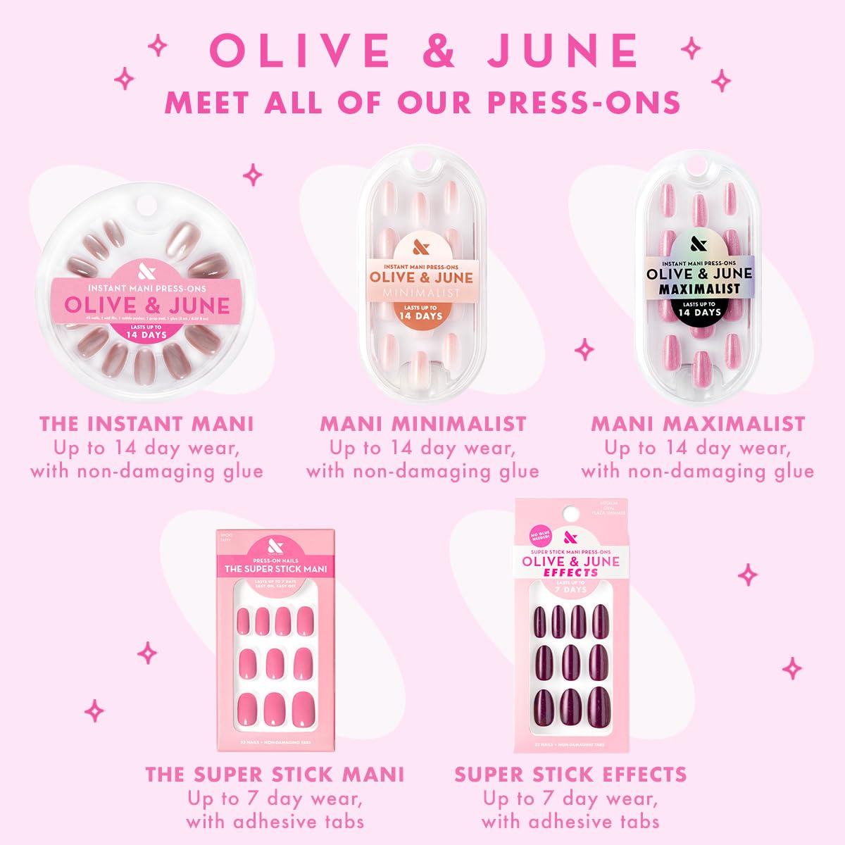 Olive & June Classic Super Stick Mani Press On Nails | Short, Round | No Glue Needed | 32 Tab Nails in 16 Sizes | Non-Toxic Tabs Easy On-Off Non-Damaging Realest Look | 7-Day Wear | Rink Pastel Blue