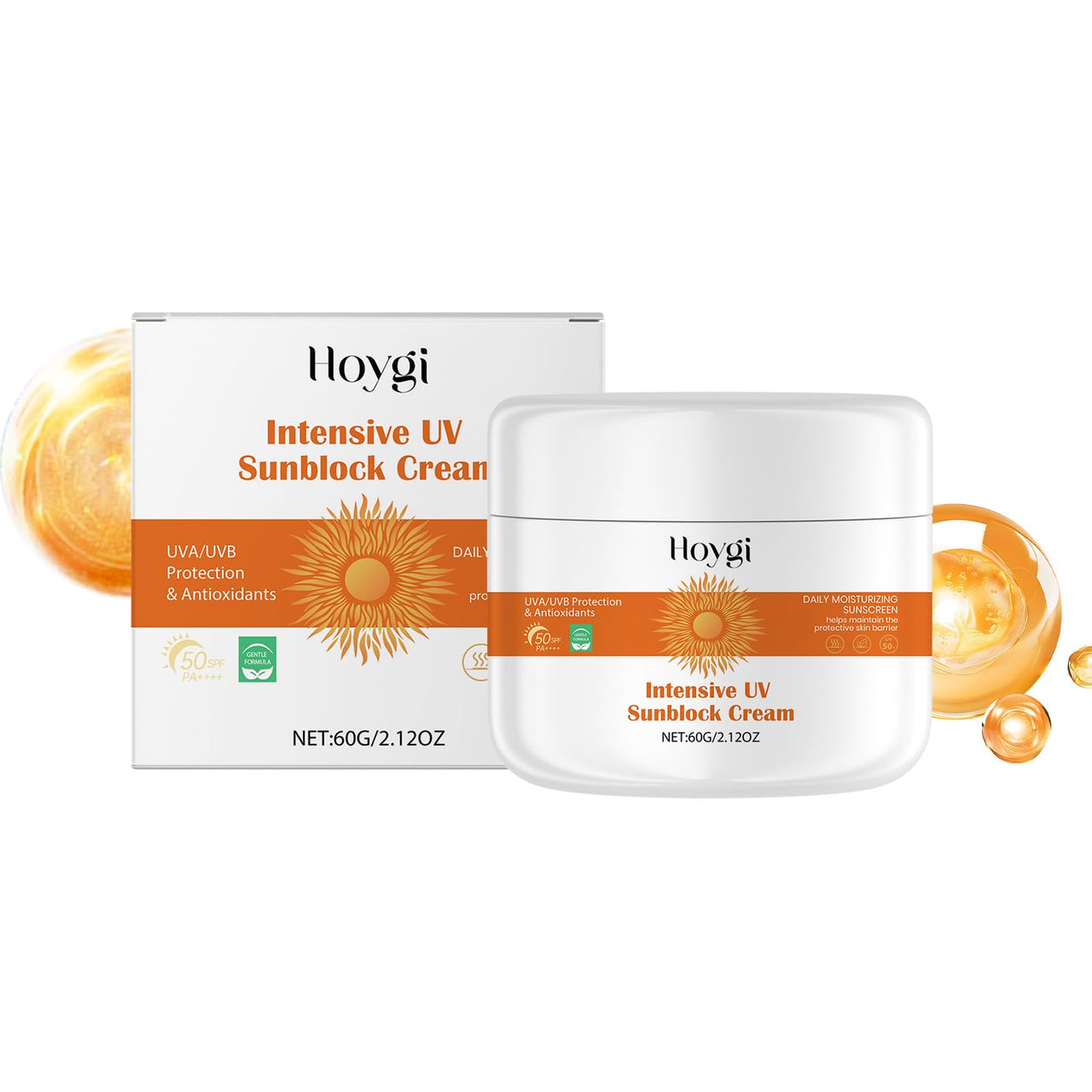 AMALIA Intensive UV Sunblock Cream, SPF 50 Daily Moisturizing Sunscreen, UVA/UVB Protection with Antioxidants, 2.12 oz