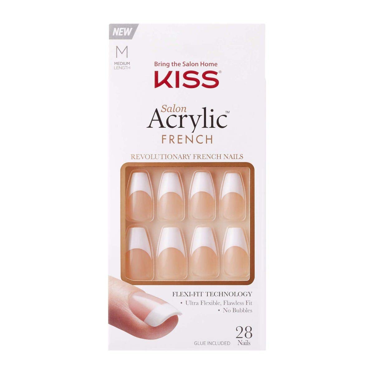 Kiss Salon Acrylic French Nail Manicure gel nail wraps – french long – CrazyGels