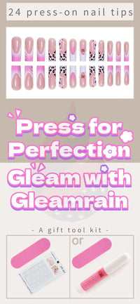 Thumbnail for Gleamrain Long Square Press on Nails French Tip Fake Nails with Flower Design False Nails Elegant Full Cover Nails for Women and Girls 24pcs