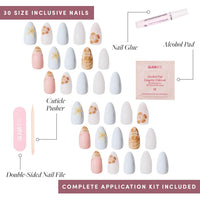 Thumbnail for Glamnetic Press On Nails - Sea Star | Short Almond Seashell Nails with 3D Nail Art, Reusable Summer Nails | 15 Sizes - 30 Nail Kit with Glue