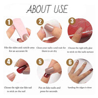 Thumbnail for Hkanlre Square Press on Nails Short Pink Crystal Fake Nails Heart Tips Full Cover False Nails for Women and Girls 24PCS