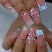 Thumbnail for Ruokexin Heart Press On Nails Medium gel nail wraps – medium long – CrazyGels