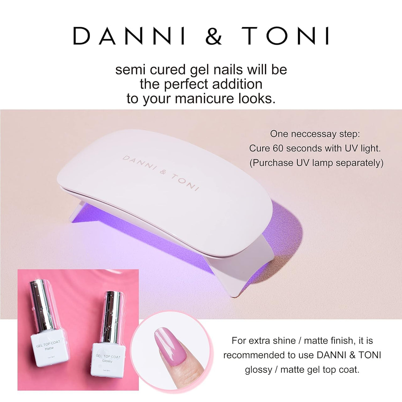 DANNI & TONI Semi Cured Gel Nail Strips Ocean Blue (Verdant Whisper) Magnetic Silver Cat Eye Gel Nail Nail Wraps Flowers 28 Nail Nail Wraps