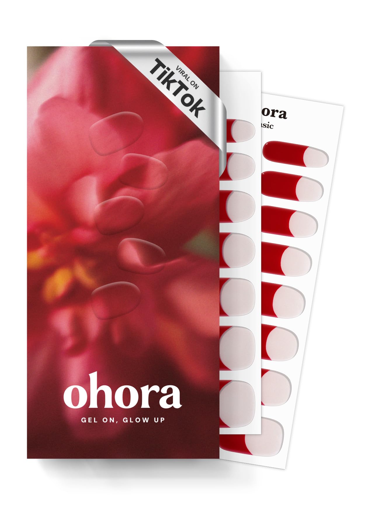 ohora Premium Semi Cured Gel Nail Strips (N Ruby French) - Red, French