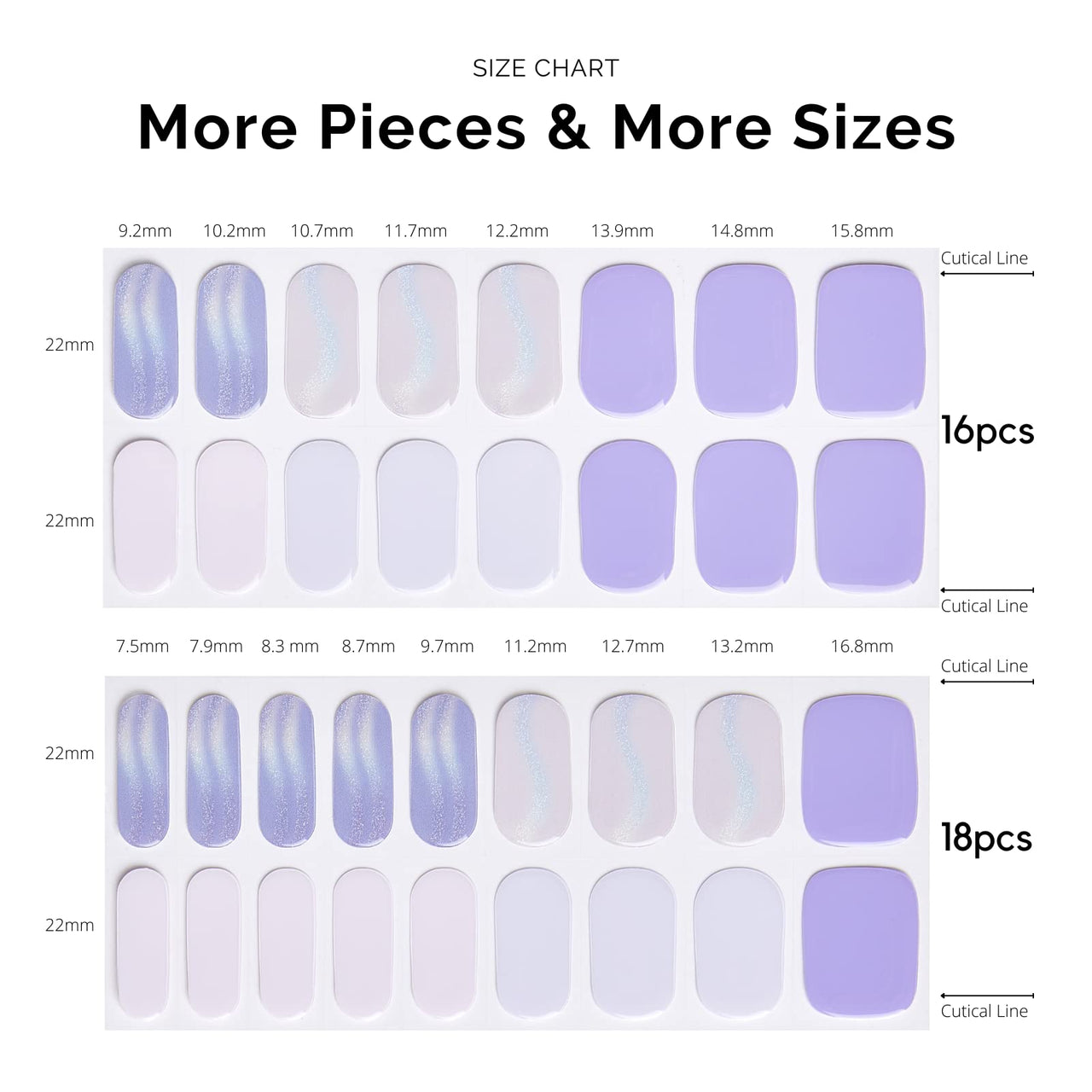 NAILOG Semi Cured Gel Nail Strips 34 pcs, Buy 2 Get 1 UV Lamp, Salon-Quality Gel Nail Nail Nail Wraps, Semicured Nail Nail Wraps with Soft Gel Finish | Lavender Mist