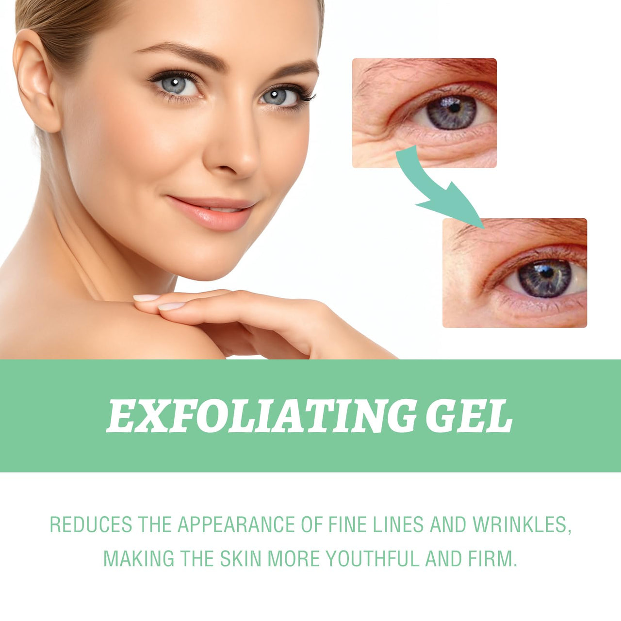 Gentle Exfoliating Facial Gel - Mint Green, with Chlorella & Hydrolyzed Collagen, Deep Cleansing, Pore Minimizer, Smoothing Scrub, 3.53 Oz