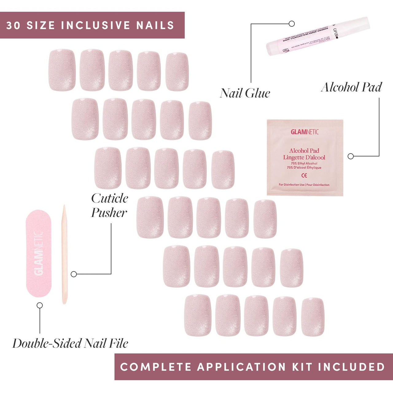 Glamnetic Press On Nails Pinky Promise gel nail wraps – pink long – CrazyGels