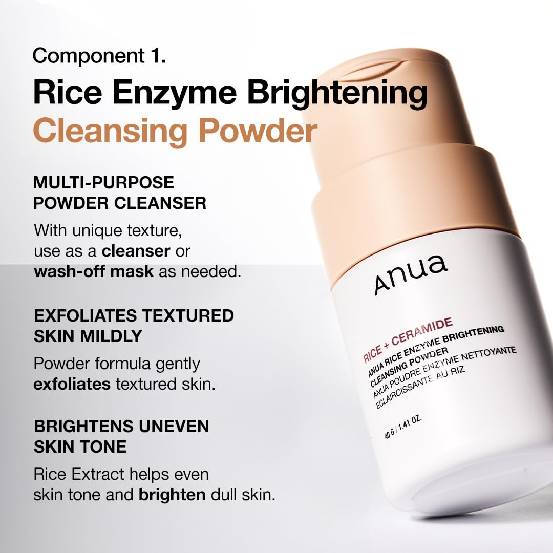 Anua Rice Trio Set : Rice Cleansing Powder & Milky Toner & Hydrating Serum, Marshmallow face mask Maker, for Glass Skin,Korean Skincare