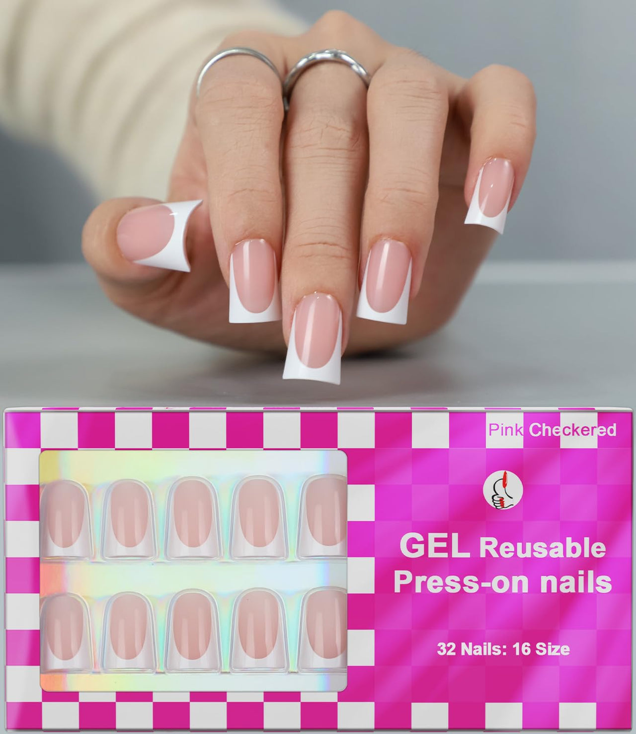 Anyos 16 Sizes French Tip Short gel nail wraps – french short – CrazyGels