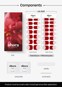 Thumbnail for ohora Premium Semi Cured Gel Nail Strips (N Ruby French) - Red, French