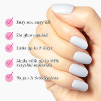 Thumbnail for Olive & June Classic Super Stick Mani Press On Nails | Short, Round | No Glue Needed | 32 Tab Nails in 16 Sizes | Non-Toxic Tabs Easy On-Off Non-Damaging Realest Look | 7-Day Wear | Rink Pastel Blue