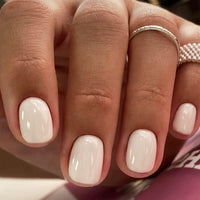 Thumbnail for GLAMERMAID Extra Short Press on Nails, Pure White Fake Nails Short Squoval, Natural Round Square Glue on Nails Glossy Gel, Acrylic Metal False Nail Kits for Women, Reusable Stick on Full Cover Nails