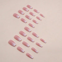 Thumbnail for Hkanlre Bling Coffin Press on Nails Fake Nails Tips Full Cover Medium False Gradient Nails for Women and Girls 24PCS (Coffin pink)