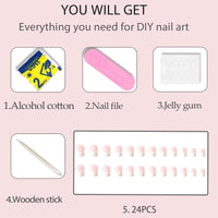 Thumbnail for WAFOLOZE Nails Press ons,White Ombre Short Square Press on Nails Fake Nails Glossy Acrylic Artificial Nails Stick on Nails for Women 24Pcs