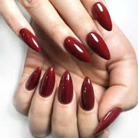 Thumbnail for GLAMERMAID Cherry Red Press on Nails Medium Almond, Handmade Jelly Soft Gel Dark Red Glue on Nails Stiletto, Burgundy Emo Fake Nails Short Oval, Reusable Acrylic Stick on False Nails Kit for Women | Premium Nail Wraps